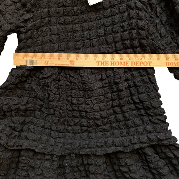 Simply Southern Black Textured Long Sleeve Tiered Mini Dress Size Small NWT - Picture 7 of 11
